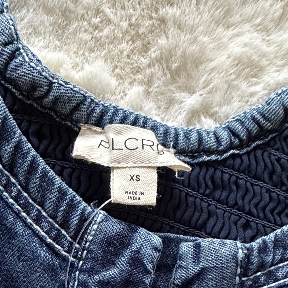 Pilcro Dark Blue Denim Peplum Off-Shoulder Top - Picture 3 of 9